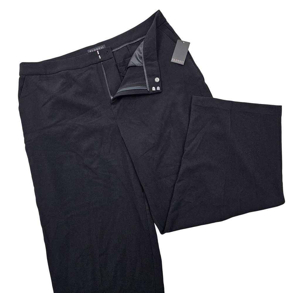 Eloquii Wide Leg Trouser Women 20‎ Black Stretch Office Professional Chic NEW